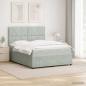 Preview: ARDEBO.de - LED Boxspringbett mit Matratze Hellgrau 160 x 200 cm Samt