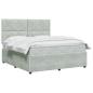Preview: LED Boxspringbett mit Matratze Hellgrau 160 x 200 cm Samt