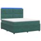 Preview: LED Boxspringbett mit Matratze Dunkelgrün 160 x 200 cm Samt