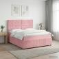 Preview: ARDEBO.de - LED Boxspringbett mit Matratze Rosa 160 x 200 cm Samt
