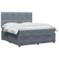 Preview: LED Boxspringbett mit Matratze Dunkelgrau 180 x 200 cm Samt