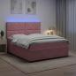 Preview: LED Boxspringbett mit Matratze Rosa 180 x 200 cm Samt