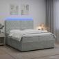 Preview: ARDEBO.de - LED Boxspringbett mit Matratze Hellgrau 200 x 200 cm Samt