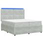 Preview: LED Boxspringbett mit Matratze Hellgrau 200 x 200 cm Samt