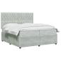 Preview: LED Boxspringbett mit Matratze Hellgrau 200 x 200 cm Samt