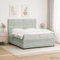 Preview: LED Boxspringbett mit Matratze Hellgrau 200 x 200 cm Samt