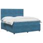 Preview: LED Boxspringbett mit Matratze Blau 200 x 200 cm Samt