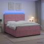 Preview: ARDEBO.de - LED Boxspringbett mit Matratze Rosa 200 x 200 cm Samt