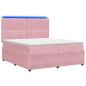 Preview: LED Boxspringbett mit Matratze Rosa 200 x 200 cm Samt