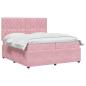 Preview: LED Boxspringbett mit Matratze Rosa 200 x 200 cm Samt