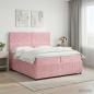 Preview: LED Boxspringbett mit Matratze Rosa 200 x 200 cm Samt