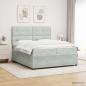 Preview: ARDEBO.de - LED Boxspringbett mit Matratze Hellgrau 200 x 200 cm Samt
