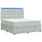 Preview: LED Boxspringbett mit Matratze Hellgrau 200 x 200 cm Samt