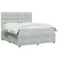 Preview: LED Boxspringbett mit Matratze Hellgrau 200 x 200 cm Samt
