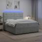 Preview: LED Boxspringbett mit Matratze Hellgrau 200 x 200 cm Samt