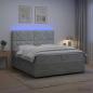 Preview: ARDEBO.de - LED Boxspringbett mit Matratze Hellgrau 200 x 200 cm Samt