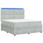 Preview: LED Boxspringbett mit Matratze Hellgrau 200 x 200 cm Samt