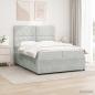 Preview: LED Boxspringbett mit Matratze Hellgrau 200 x 200 cm Samt