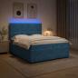 Preview: ARDEBO.de - LED Boxspringbett mit Matratze Blau 200 x 200 cm Samt