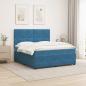 Preview: LED Boxspringbett mit Matratze Blau 200 x 200 cm Samt