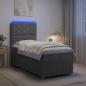 Preview: ARDEBO.de - LED Boxspringbett mit Matratze Dunkelgrau 90 x 190 cm Stoff