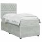 Preview: LED Boxspringbett mit Matratze Hellgrau 90 x 190 cm Samt