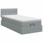 Preview: Ottoman Bett mit Matratze Hellgrau 100 x 200 cm Stoff