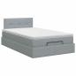 Preview: Ottoman Bett mit Matratze Hellgrau 120 x 200 cm Stoff