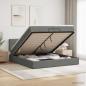 Preview: ARDEBO.de - Ottoman Bett mit Matratze Dunkelgrau 200 x 200 cm Stoff