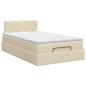 Preview: Ottoman Bett mit Matratze mit Kopfteil Creme 120 x 190 cm Stoff