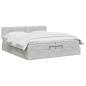 Preview: Ottoman Bett mit Matratze Hellgrau 200 x 200 cm Samt