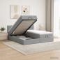 Preview: ARDEBO.de - Ottoman Bett mit Matratze mit Kopfteil 2 Stk. Hellgrau Stoff