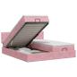 Preview: Ottoman Bett mit Matratze mit Kopfteil 2 pcs Rosa Samt