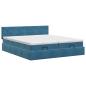 Preview: Ottoman Bett mit Matratze mit Kopfteil 2 Stk. Dunkelblau Samt