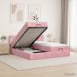 Preview: ARDEBO.de - Ottoman Bett mit Matratze mit Kopfteil 2 Stk. Rosa Samt