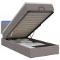 Preview: Ottoman-Bett mit Matratze und LED Taupe 90 x 200 cm Stoff