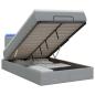 Preview: Ottoman-Bett mit Matratze und LED Hellgrau 120 x 190 cm Stoff
