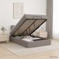 Preview: ARDEBO.de - Ottoman-Bett mit Matratze und LED Taupe 120 x 190 cm Stoff