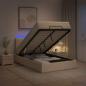 Preview: ARDEBO.de - Ottoman-Bett mit Matratze und LED Creme 120 x 190 cm Stoff
