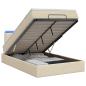 Preview: Ottoman-Bett mit Matratze und LED Creme 120 x 190 cm Stoff