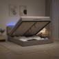 Preview: ARDEBO.de - Ottoman-Bett mit Matratze und LED Taupe 200 x 200 cm Stoff