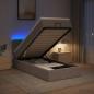Preview: ARDEBO.de - Ottoman-Bett mit Matratze und LED Taupe 90 x 200 cm Stoff