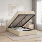 Preview: ARDEBO.de - Ottoman-Bett mit Matratze und LED Creme 120 x 190 cm Stoff