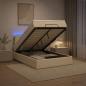 Preview: Ottoman-Bett mit Matratze und LED Creme 120 x 190 cm Stoff