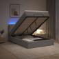 Preview: ARDEBO.de - Ottoman-Bett mit Matratze und LED Hellgrau 120 x 200 cm Stoff