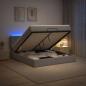 Preview: Ottoman-Bett mit Matratze und LED Hellgrau 140 x 190 cm Stoff