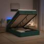 Preview: ARDEBO.de - Ottoman-Bett mit Matratze und LED Dunkelgrün 120 x 200 cm Samt