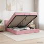 Preview: ARDEBO.de - Ottoman-Bett mit Matratze und LED Rosa 140 x 190 cm Samt