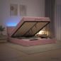 Preview: Ottoman-Bett mit Matratze und LED Rosa 140 x 190 cm Samt