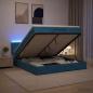 Preview: ARDEBO.de - Ottoman-Bett mit Matratze und LED Dunkelblau 140 x 200 cm Samt